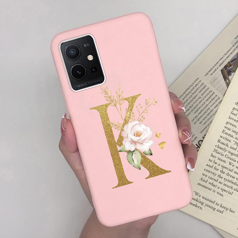 Simple Case For Vivo T1 5G Name 26 Letter Soft Matte Silicone Anti Slip Phone Back Cover For Vivo T 1 VivoT1 Shell Funda Bumper