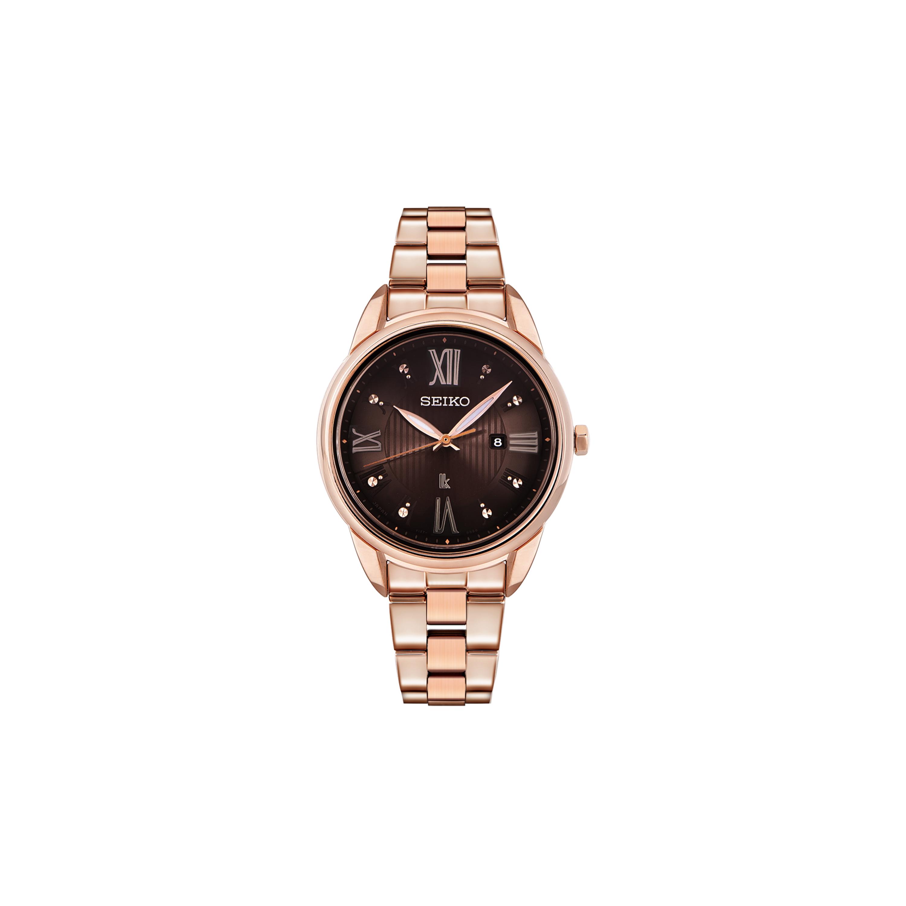 SEIKO Lukia Collection Quartz Movement Stainless Steel Watchband Watch 32.9mm Women s Watch SUT366J1 Rose Gold Strap