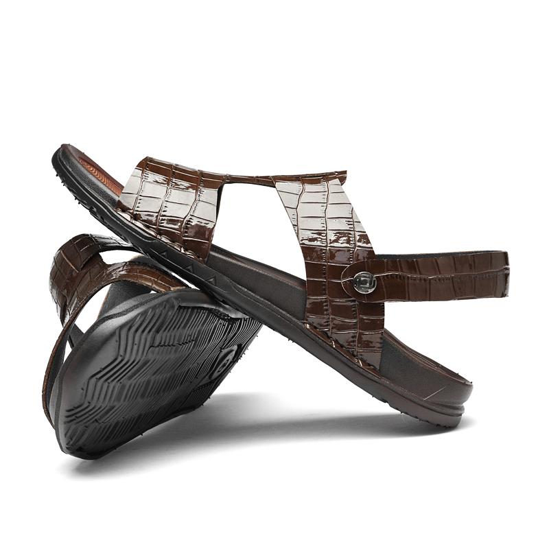 Summer Genuine Leather Men Casual Sandals Outdoor Non-slip Breathable Roman Shoes High Quality Comfortable Loafers Mocassins