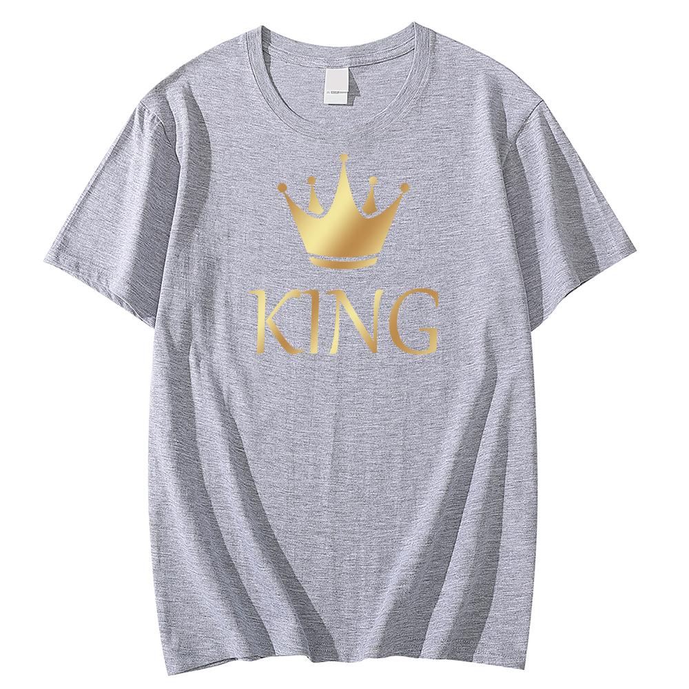 2026 Couple T-shirt Summer King Queen Letter Printed Tshirt Valentine's Day Short Sleeve Tees Luxury Brand Free Shipping Tops