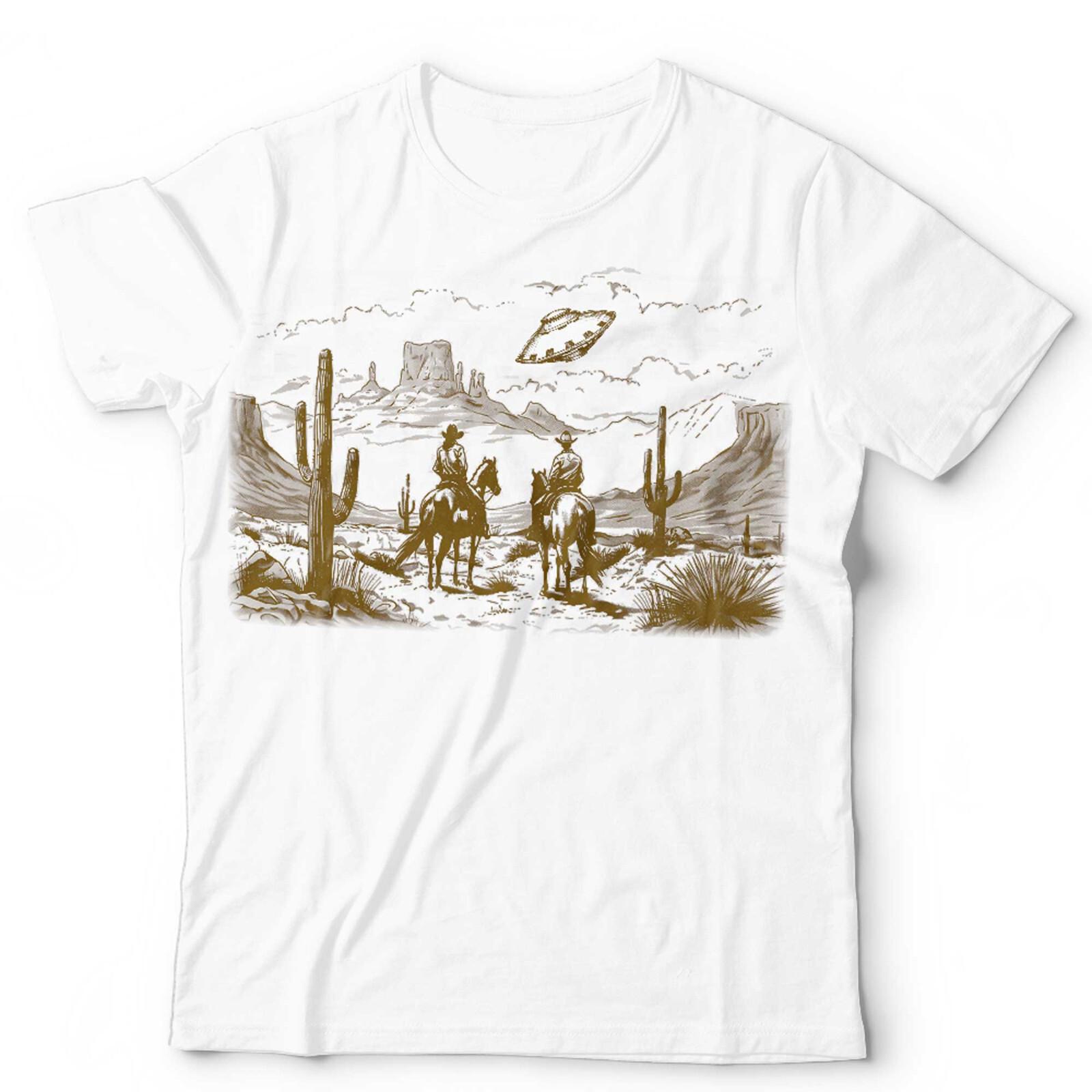 Cowboy UFO T Shirt Mens Womens Tees Top Unisex Funny Western Wild West Alien Explore Adventure Space 2XL