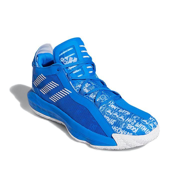 Adidas D Lillard 6 Round Toe Shock Absorption Non-Slip Wear-Resistant Low-Top Basketball Shoes Men Sneaker Blue EH2441