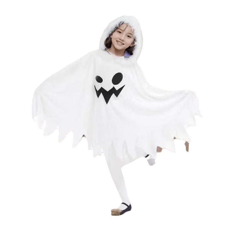 Halloween Kids White Ghost Vampire Costume Demon Grimace Playful Elf Cape Cape Party