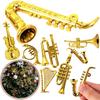 8Pcs 2-7cm Mini Golden Musical Instrument Ornaments - Dollhouse Miniatures | Desktop Decor & Xmas Tree Hanging Pendants ZSY