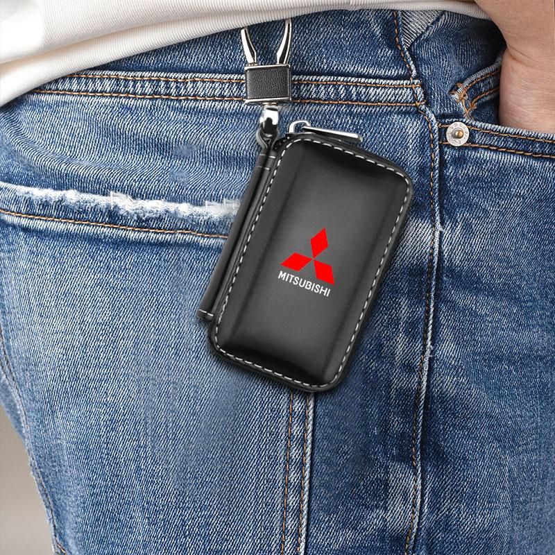 Genuine Leather Men's Key Card Bag High-quality Multi-function Key Box For Mitsubishi Mirage G4 KU8