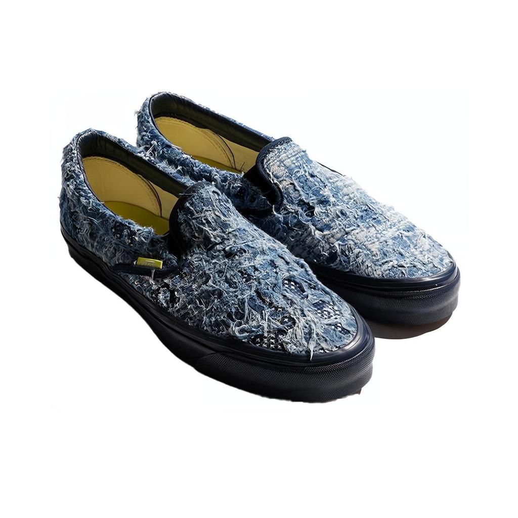 FDMTL X Vans OG Classic Slip-On LX Distressed Indigo Unisex Sneakers Blue VN0A45JK5WP