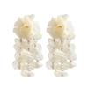 Bohemian Pearl Inlaid Floral Tassel Earrings for Women