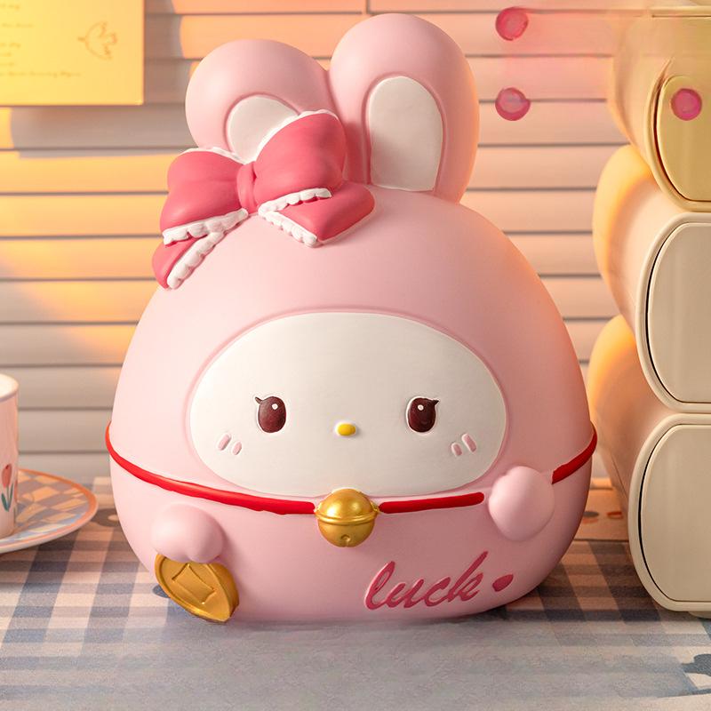 Looping Rabbit Piggy Bank Girl Birthday Gift Can Be Stored Ornaments with Glue Can Be Extracted Creative Cartoon Anti-fall Piggy Bank Decoration