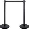 Crowd Control Stanchion, Set of 4 Pieces Stanchion Set, Stanchion Set with 6.6 ft/2 m Black Retractable Belt, Black Crowd Control Barrier w/ Concrete