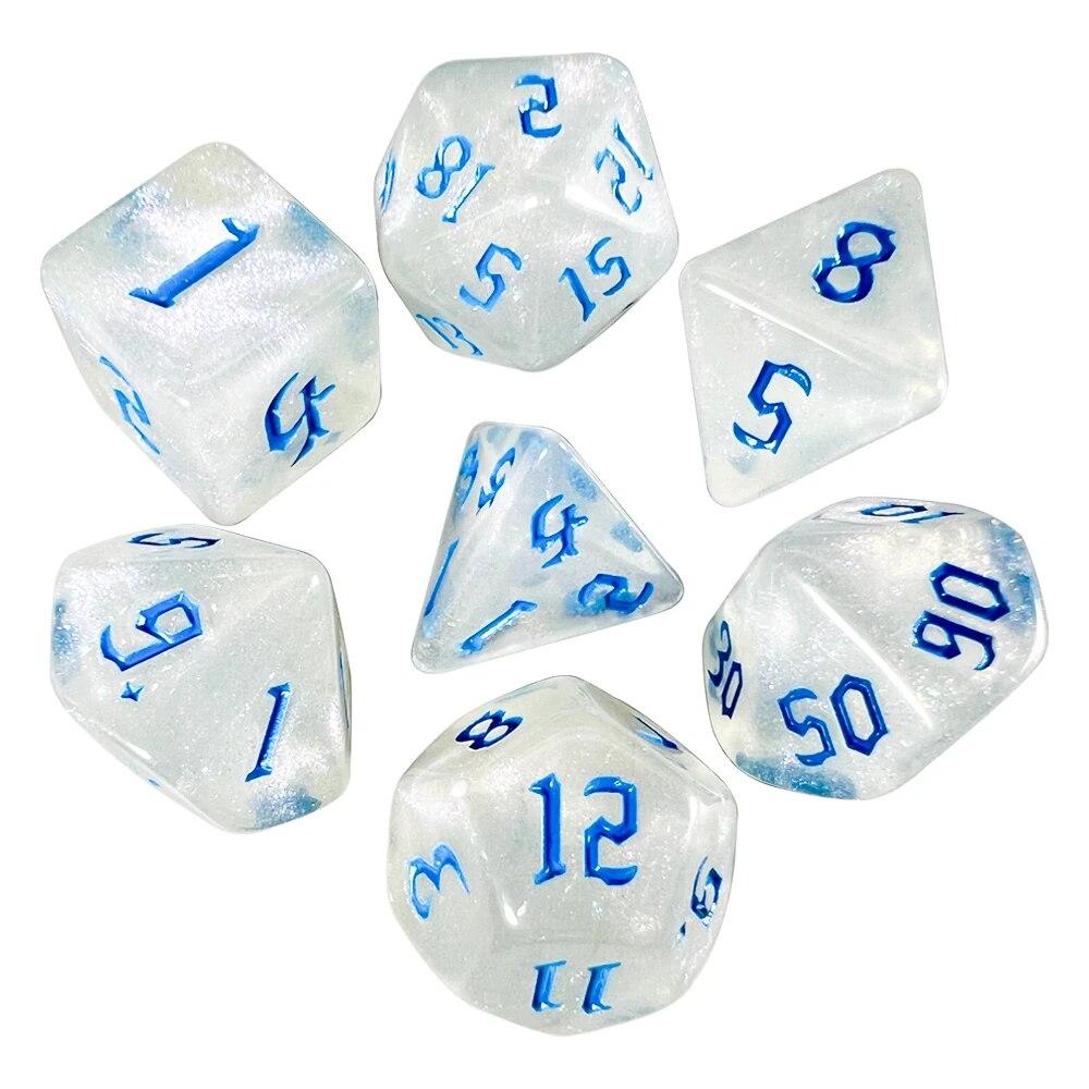 DND Cubes Dice RPG Dice Amazing Colours Mixing Fantasy Starlight Effect Unique Retro Font Styles For Roll Playing Card Games