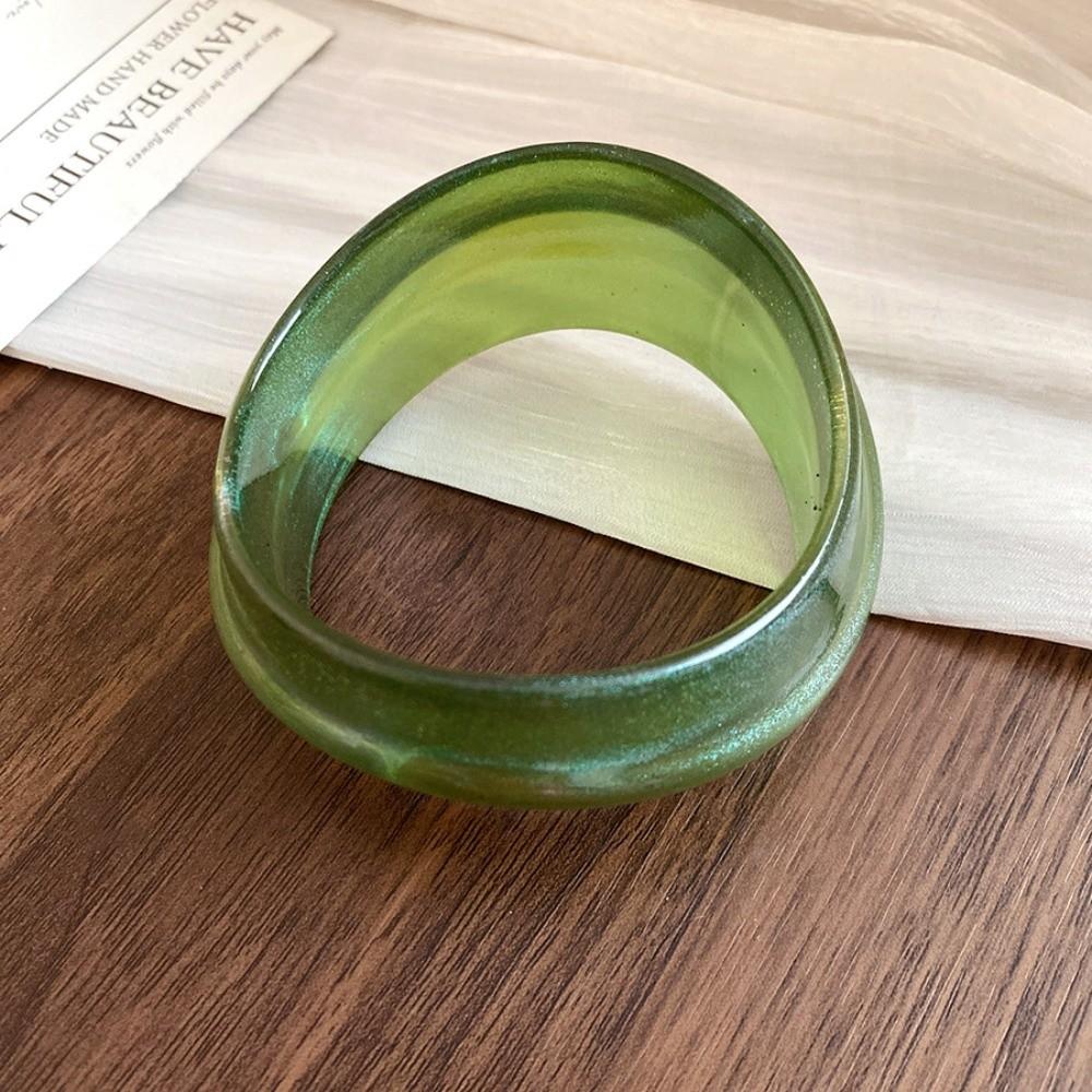 Minority Design Resin Bangle Bohemian Colorful Hand Ring Simple Irregular Wide Bracelet  Girls