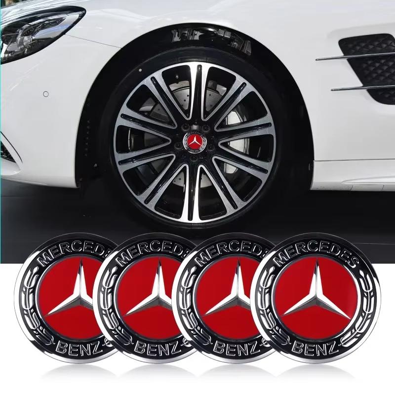 4pcs Car Styling Wheel Center Hub Caps Rim Cover Badge Emblem Sticker For Benz AMG Exclusive W204 W222 W205 W203 W213 W124 W108
