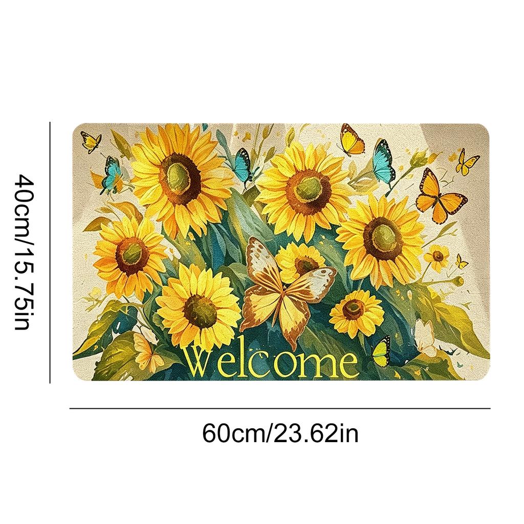 Lemon Print Welcome Doormat Absorbent & Non-Slip Washable Entryway Rug Soft & Comfortable for Front Door Bathroom Kitchen