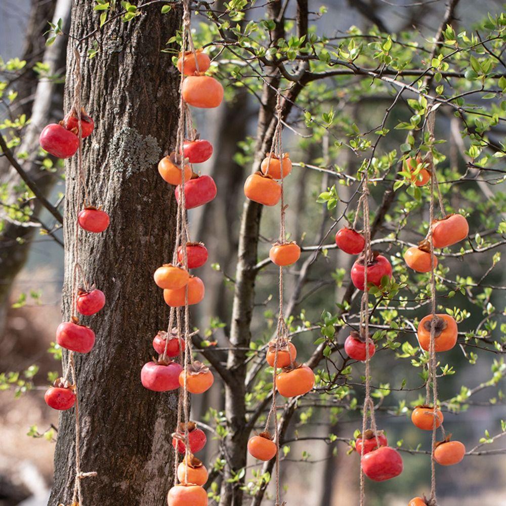 Orange Simulation Persimmon Fruit 8 Fruit Persimmon Pendant Artificial Persimmon  Restaurant
