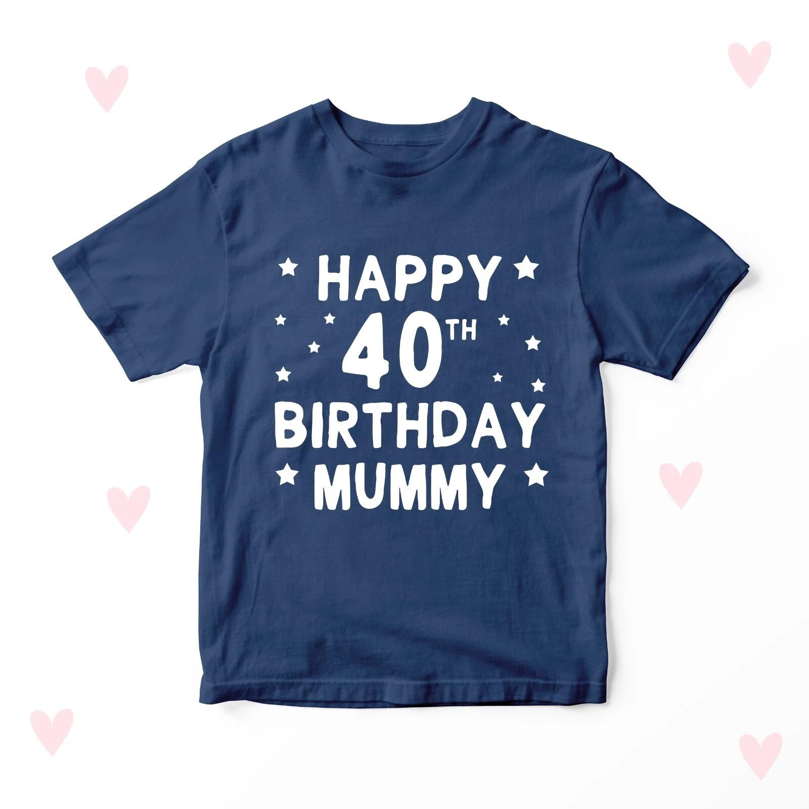 Детская футболка на 40-летие мамы, персонализированная, унисекс, С Днем Рождения 100