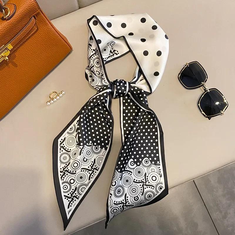 Vintage Horse Print Long Hair Band Ribbon For Women Silk Hair Accessories Trend Girl Bow Scarf Headband Hair Tie