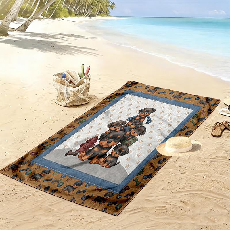 Süßes Tier-Puzzle-Print Strandtuch, Großes Weiches Schnelltrocknendes Handtuch für Strand Camping Schwimmen