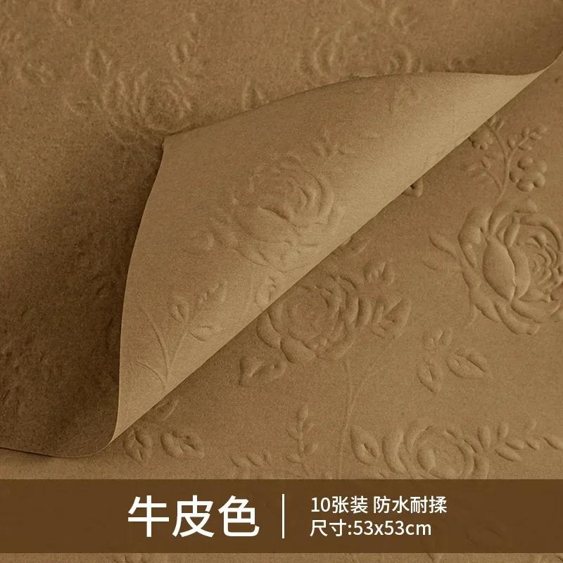 10piece 50x50cm 3D Flower Bouquet Wrapping Paper 3D Rose Texture Kraft Paper Floral Materials Birthday Gift Packaging Party Deco