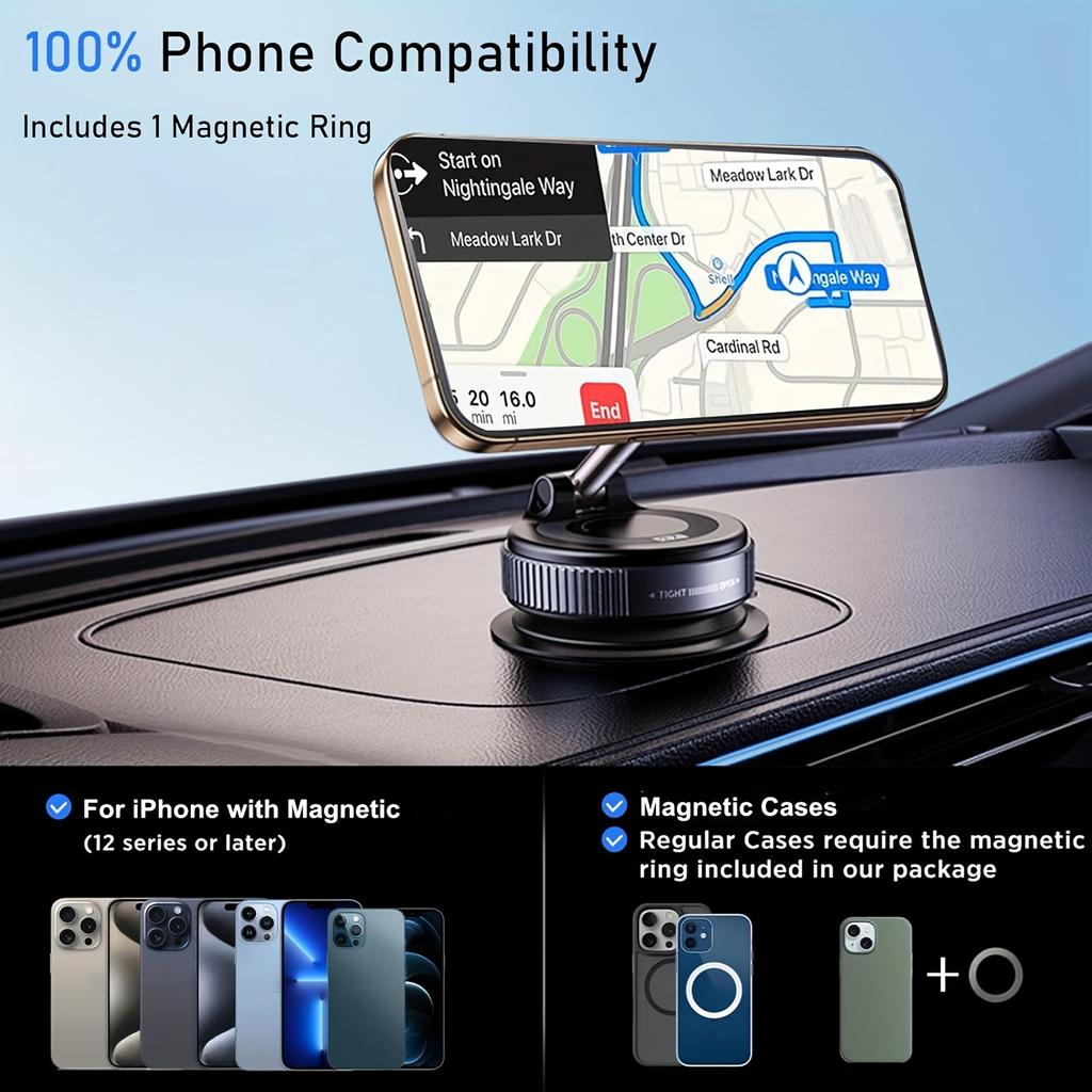 360° Adjustable Magnetic Phone Holder, Suitable for Car Desktop Use, Compatible with iPhone 16/15/14/12 Series, Portable Foldable Car Mount