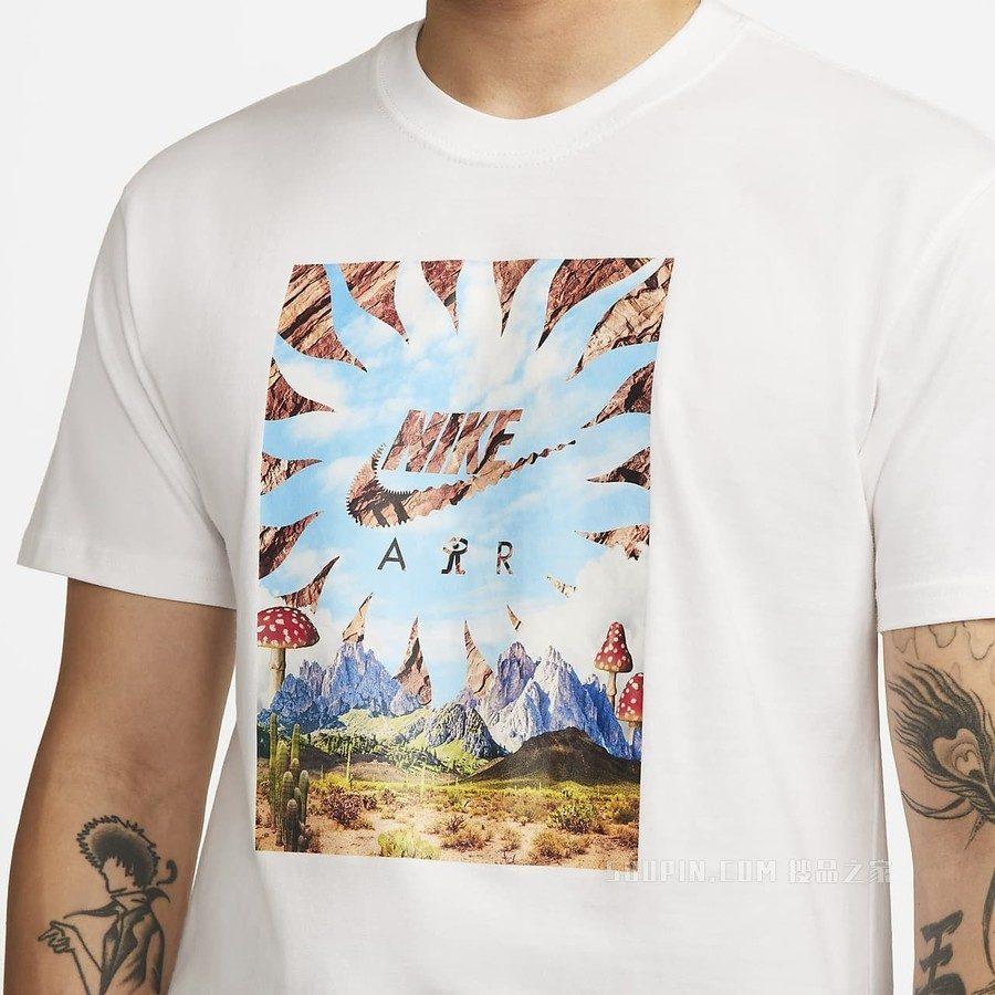 Nike T Shirts Men's White Crew Neck Moderate Straight Fit DQ1020-100