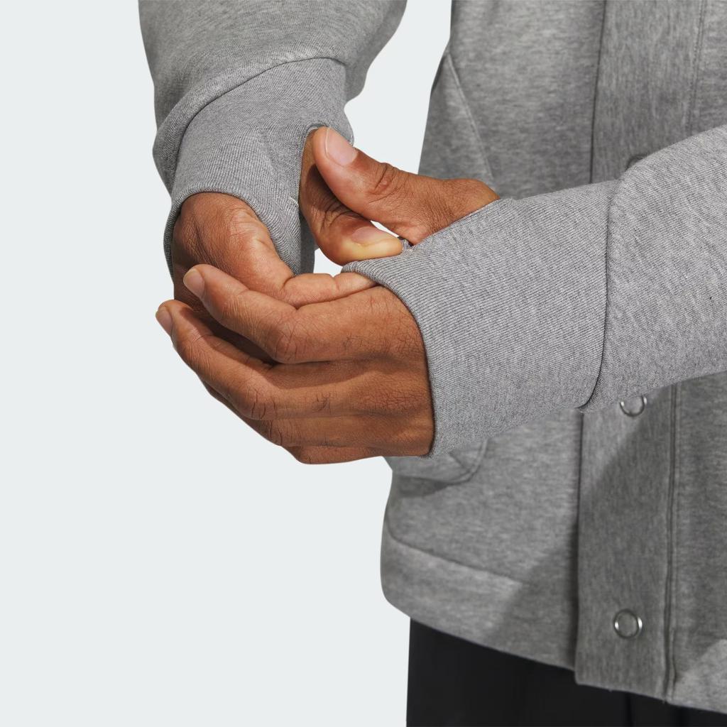 adidas All Szn Series Men Solid Color Letter Logo Embroidery Oversized Long Sleeve Knit Cardigan Medium Gray IX6815