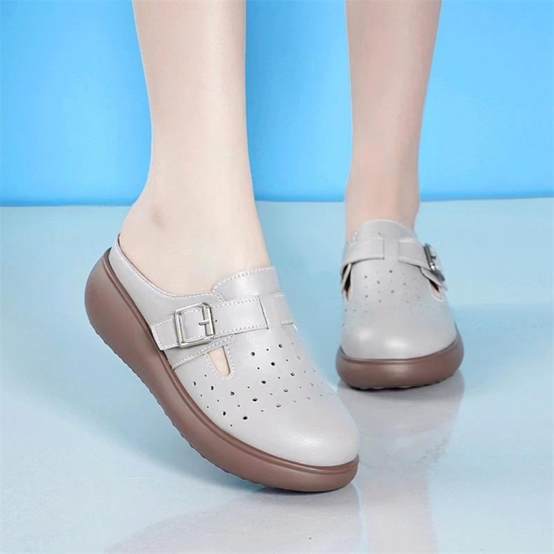 Baotou half slippers women's summer wear 2024 new popular Internet celebrity thick bottom women's niche high-end sandals