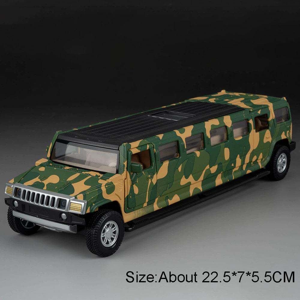 Scale 1:32 H2 Car Model Toy Doors Opened Pull Back High Simulation Sound Light Miniature Models Toys Hooby Gifts for Kids