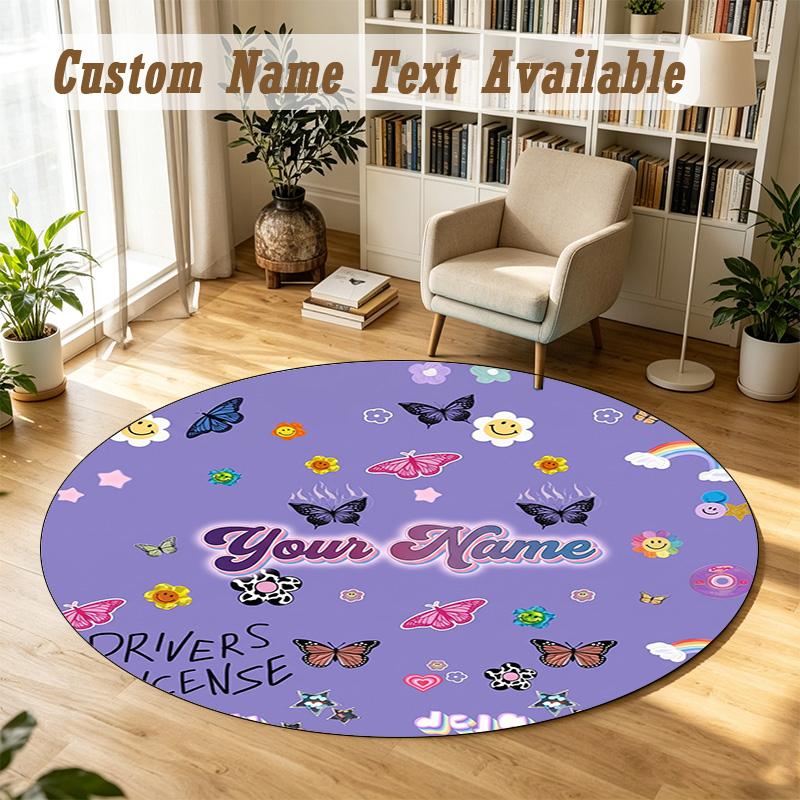 Covor Rotund Nume Personalizat Model Olivia Rodrigo Covor Antiderapant Decor Podea Casă