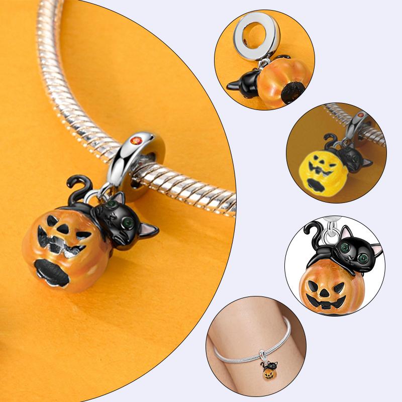 New Copper Halloween Skull Pumpkin Charm Bead Fit Original Pendant Bracelet Diy Halloween Holiday Decoration Souvenirs