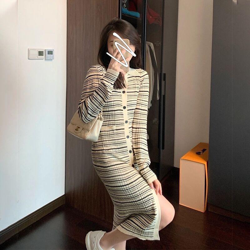 Spring new women's small first love dress retro gentle long-sleeved knitted dress niche design sense