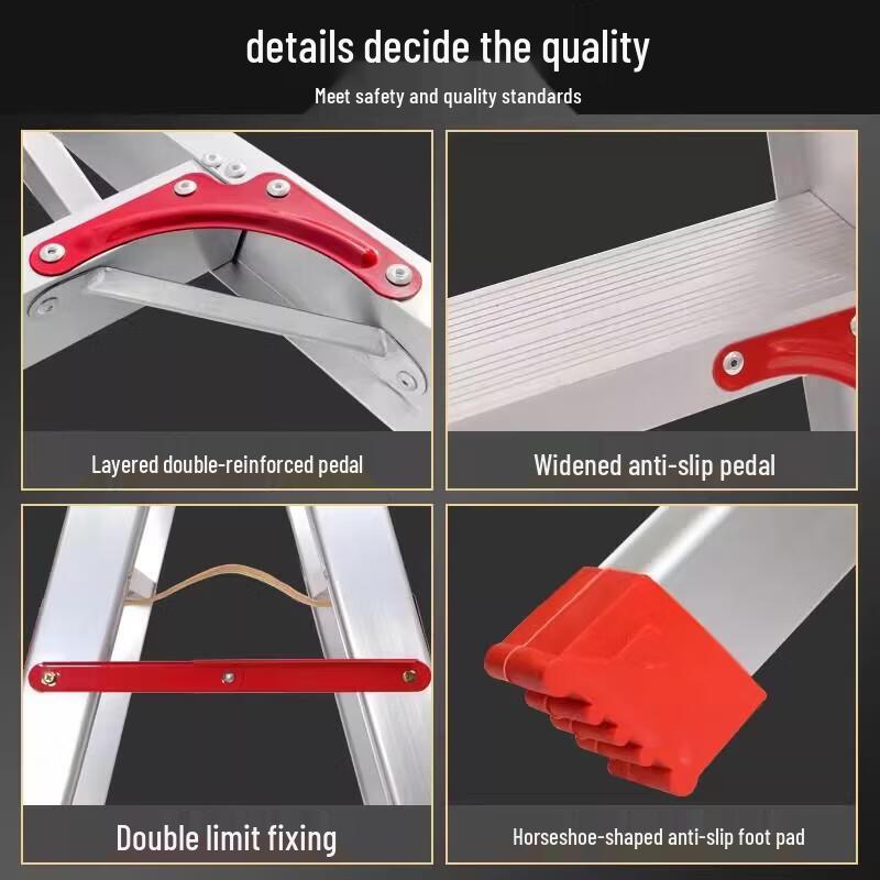 Jundingying 2M Double-Reinforced Aluminum Folding Telescopic Ladder