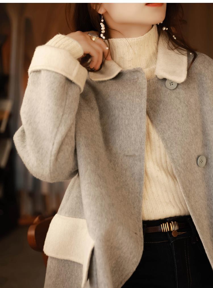 2025 Autumn/Winter Korean Style Slimming Loose Mid-Length Woolen Coat