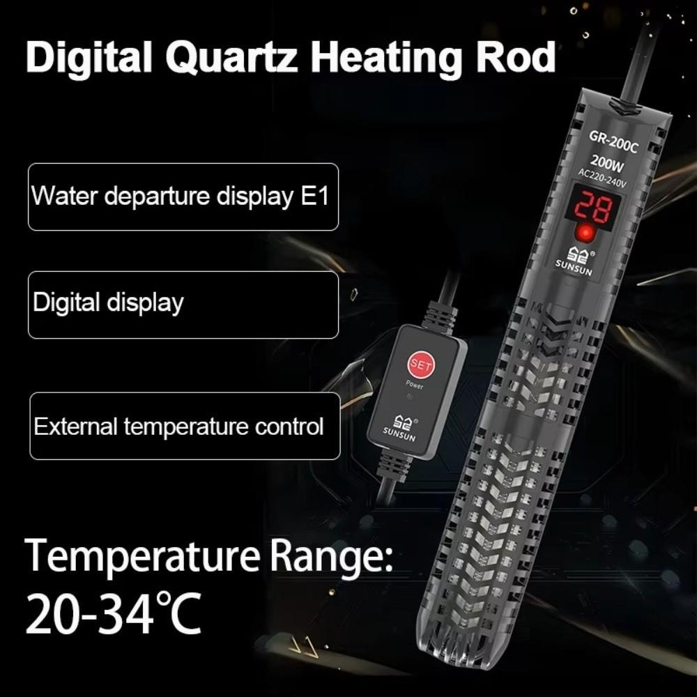 LCD Display Fish Tank Heater Quartz Glass Heating Rod Digital Display Heater  Aquatic Aquariums