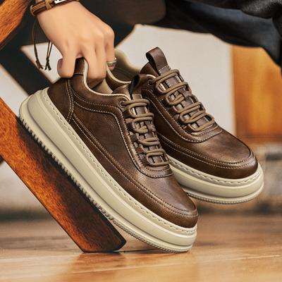 Herrenschuhe Frühling Herbst PU Lederschuhe Herren Schnürschuhe Weiß Stil Leicht Atmungsaktiv Mode Sneakers Herren Vulkanisierter Schuh