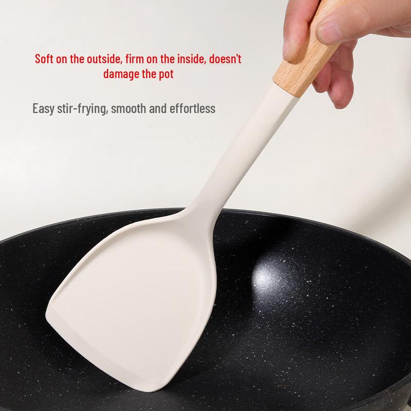 5-Piece Wooden Handle Silicone Kitchen Utensil Set