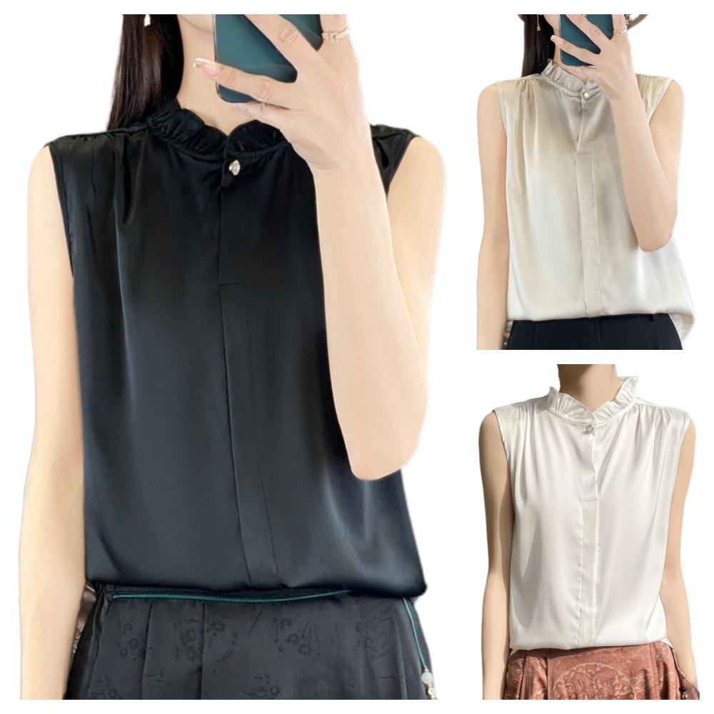 Ruffles Sleeveless Blouse Thin T Shirt Women Sweet Shirts Crop Tops  Summer