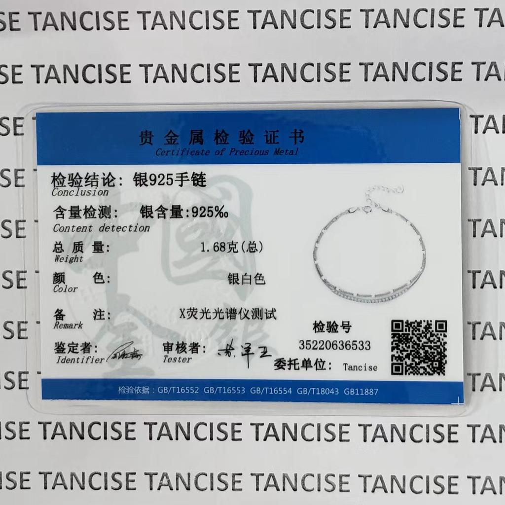 Tancise 925 Sterling Silber Zirkon Armband Schmuck Geometrische Perlenkette Gliederarmbänder Mode Feines Hochzeitsgeschenk für Freundin Frauen