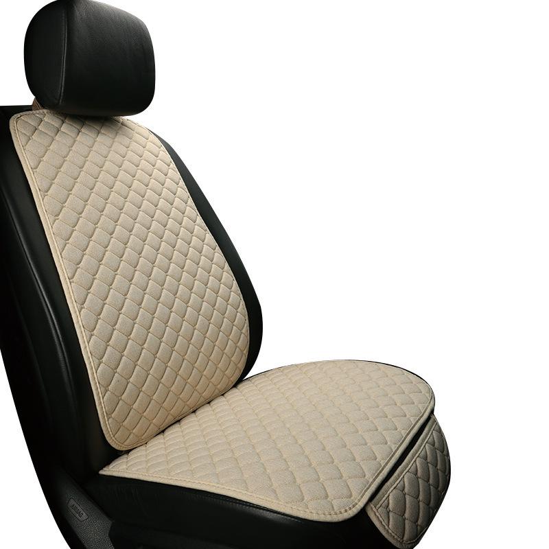 All-Season Breathable Linen Car Seat Cushion Set with Polka Dot Embroidery