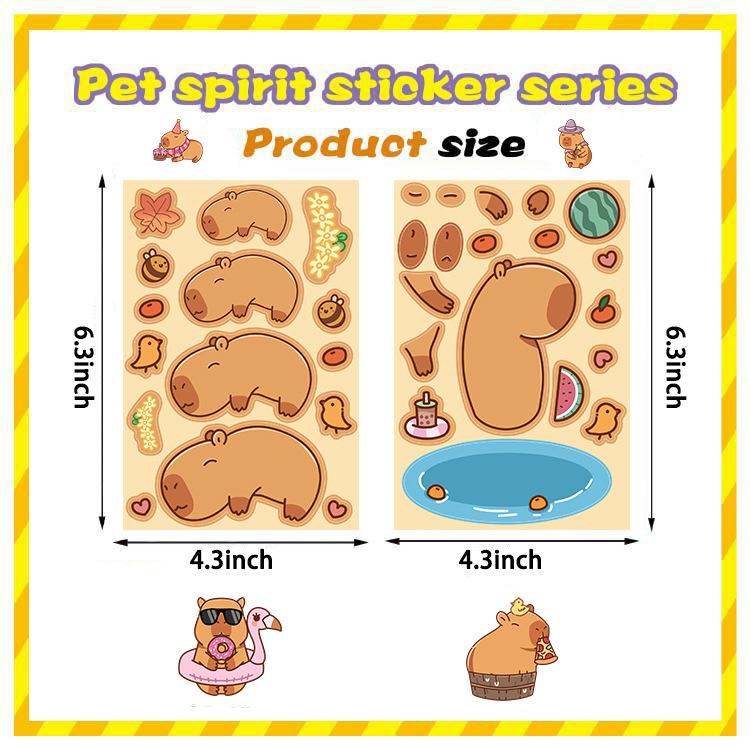 Toy Puzzle Sticker Cartoon Capybara Make A Face Sticker Handicraft Waterproof Repeat Sticker