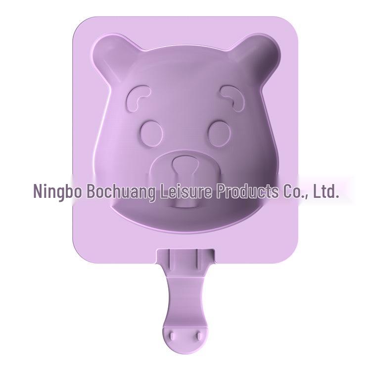 Cartoon Ice Cream Stick Popsicle Mold with Lid - 3 Cavity Silicone DIY Kitchen Tool