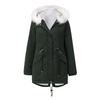 European Size Women's Cotton-padded Coat White Fur Collar Parka Medium and Long Hooded Winter Warm Fleece Coat Women's Cotton-padded Coat