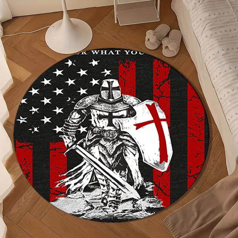 Knightly Crusader Armor Round Rug for Livingroom,Bedroom, Palyroom, Chair Rug, Area rug, Circle Carpet, Large Size Fan Christmas gift