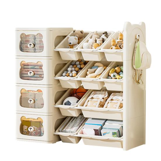 Toy Storage Organizer Toy Storage Boxes with Multi-Box Shelf Nursery Storage Bins And Bookshelf with Hook for Kids Bedroom Playroom