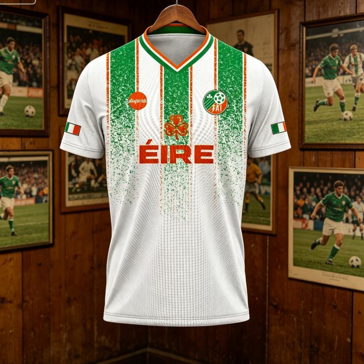 T-shirt Famiglia e Bambini 2026, Irlanda _ÉIRE_ Maglia da Calcio Retro, Unisex, Traspirante Stile Streetwear, T-shirt Famiglia e Bambini