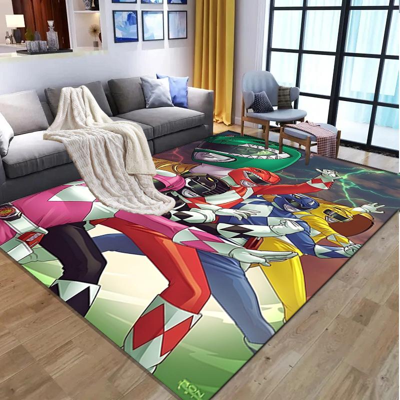 Mighty Morphin Power Rangers Pattern Rug, Indoor/Outdoor Mat, for Picnic, Gameroom, Bedroom, Office, Living Room, Home Decor Carpet, Birthday Gift
