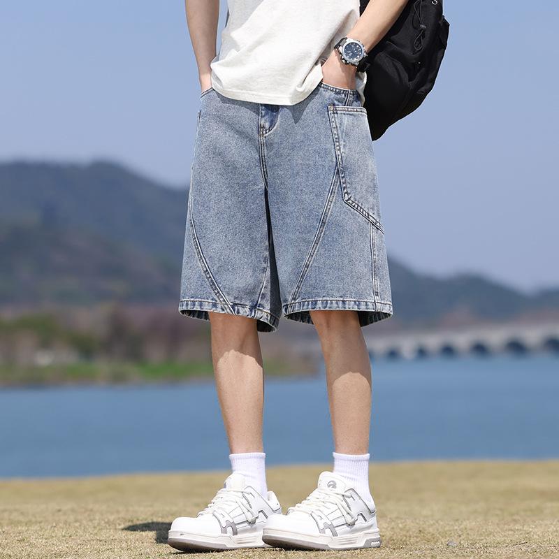 

Мужские летние джинсовые шорты-карго большого размера 8XL 7XL 6XL с эластичной талией, прямые мешковатые джинсовые шорты L синий