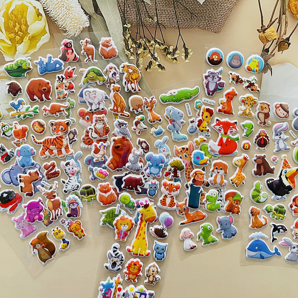 8pcs Wild Animal 3D Bubble Stickers - Deer, Lion & Tiger Decals for Laptop/Water Bottle Crafts | Self-Adhesive Halloween ZSY