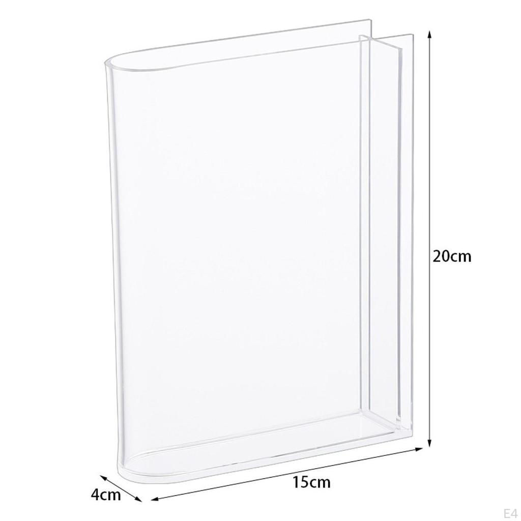 Book Shaped Flower Vase Clear Nordic Decorative Art for Office Dining Room Kitchen Bookshelf