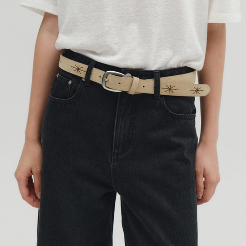 

SALTY PEBBLE STITCH WESTERN SUEDE belt[BEIGE] F