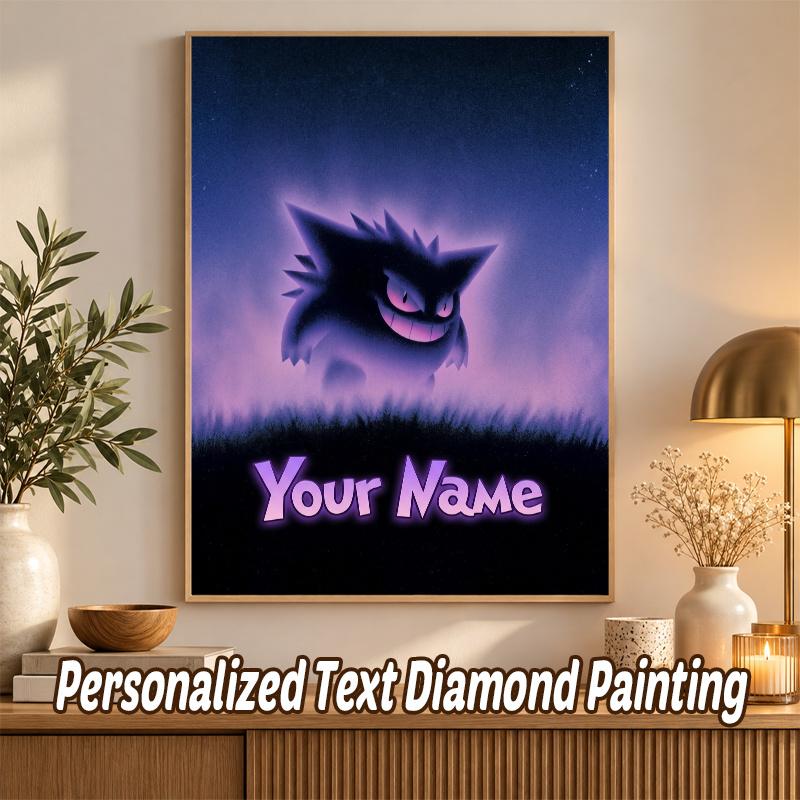 Gengar Custom Name Diamond Painting Personalized 5D Full Drill DIY Diamond Art Home Decor